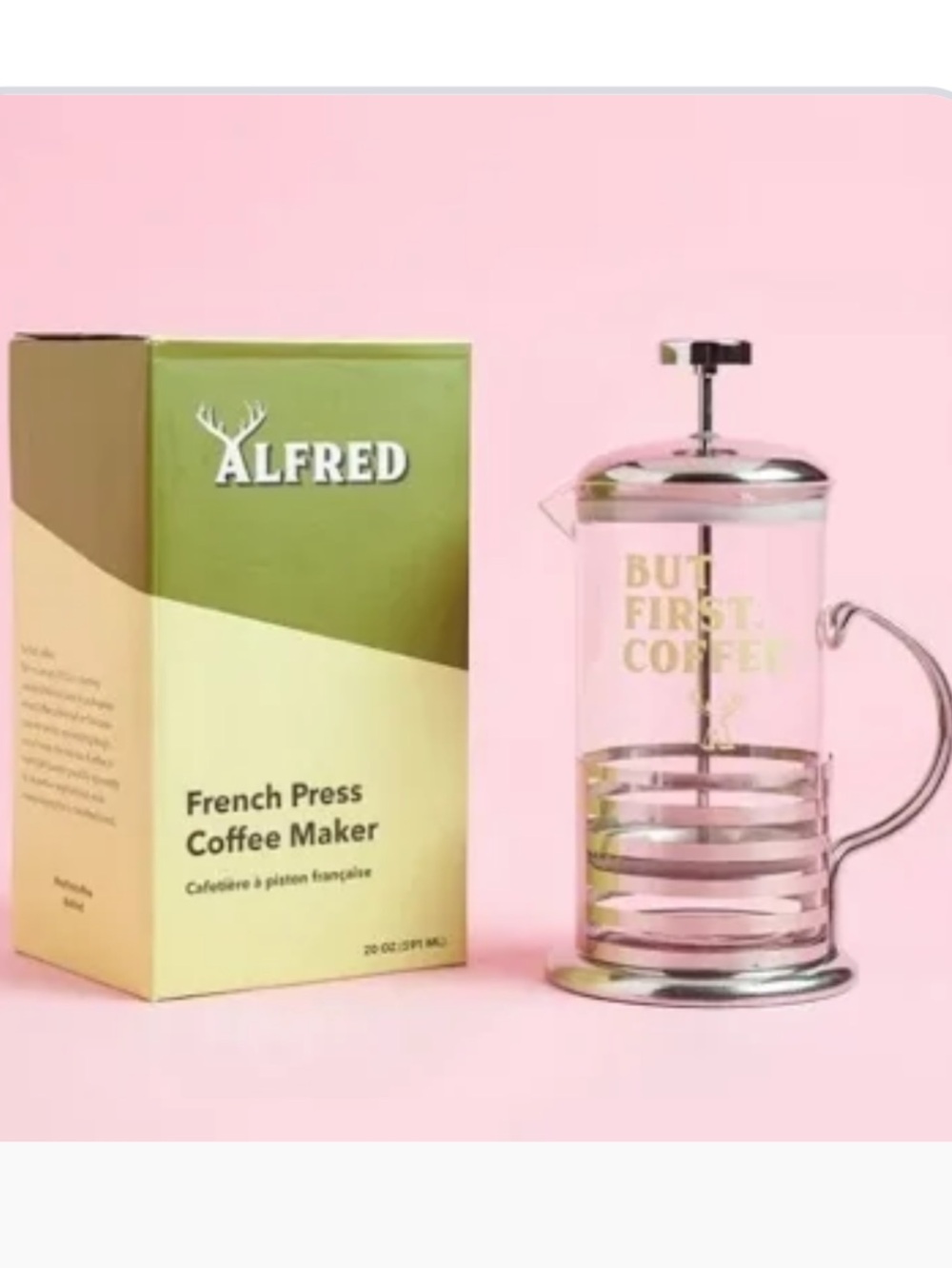 Alfred Glass French Press Coffee Maker with Chrome Accents